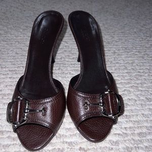 Brown Heeled Slide